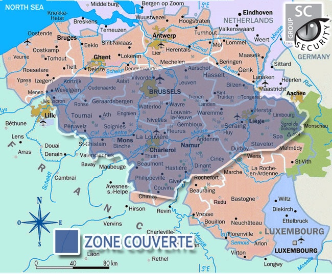 Zone géographique couverte par nos agents en civil